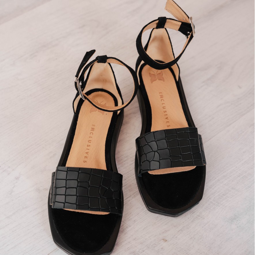  .Sandale - Coquette - Croco Black 